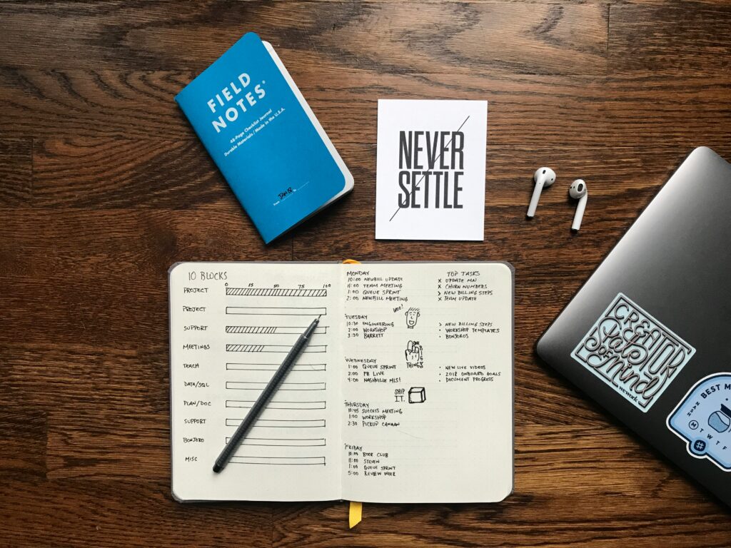 Desk featuring productivity tools - notion productivity